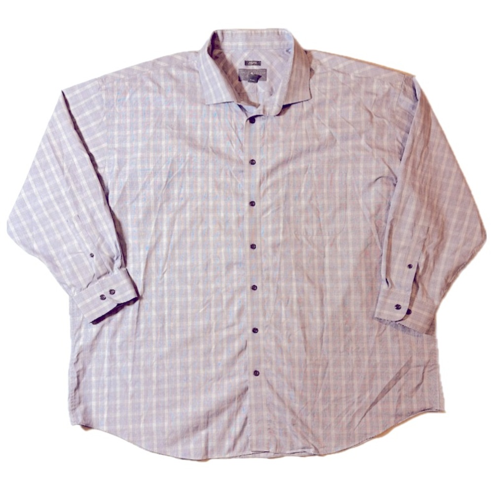 Joseph Abboud Indigo Blue‎ classic fit size 20 34/35 plaid pattern button down